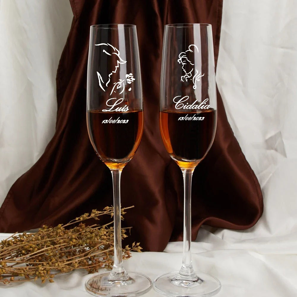 ENGRAVED CRYSTAL CHAMPAGNE FLUTES